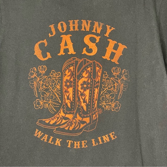 Johnny Cash Walk the Line Bleached Looking Graphic T Shirt Size L - Picture 3 of 5